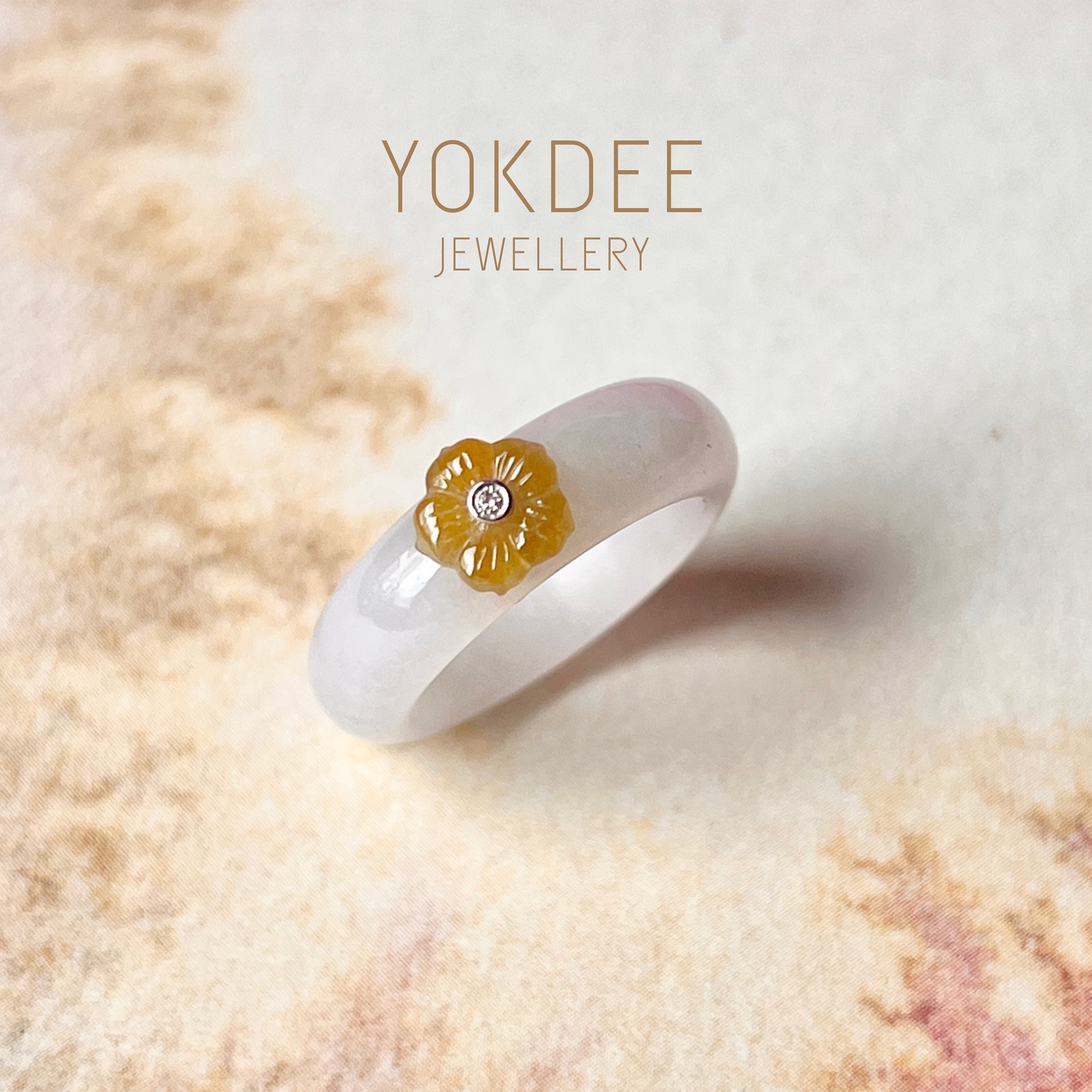 16mm A-grade Natural Jadeite Bespoke Joseon Ring (sakura Flower