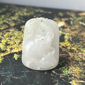 A-Grade Natural White Jadeite Pig Money Ruyi Pendant No.170973, Asian-inspired Jewelry, Chinese Zodiac Pig, Gemstone Pendant Jadeite Carving