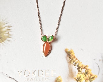 A-Grade Jadeite Carrot Pendant No.172240, jade design, custom jewelry, gift for her, unique jade jewelry,