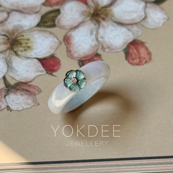 16.9 mm A級天然ラベンダー翡翠朝鮮時代リング（桜）No.162479、彼女へ