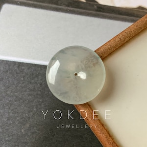 Icy A-Grade Natural Floral Blue Jadeite Donut Pendant No.171752, Fei Cui, Highly Translucent Pendant jadeite, Customize service available