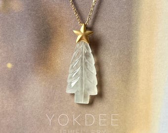 Icy A-Grade Jadeite Christmas Tree Pendant No.172516