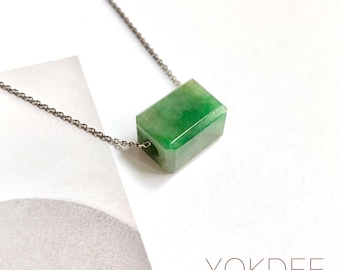A-Grade Natural Green Jadeite Rectangle Barrel No. 172794