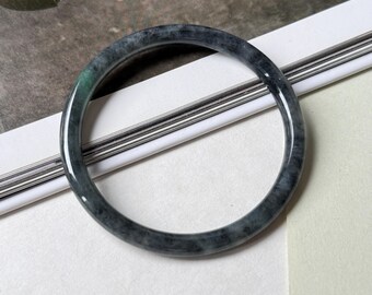 55.3mm Aグレード 天然ブラックインペリアルグリーン翡翠