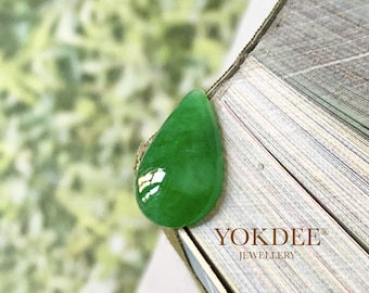 1.90ct A-Grade Natural Imperial Green Jadeite Pear Shaped Piece No.130265, untreated jade, perfect gifts for her, customize jewelry, present