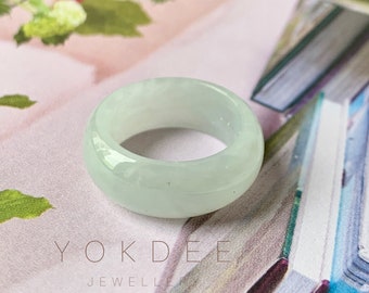 15mm A-Grade Natural Light Green Jadeite Ring Band No.162239, hololite ring, jade gift, simple jade ring, gift for him, minimalist jewelry