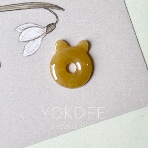 A-Grade Natural Yellow Jadeite Little Kitten Pendant No.172687