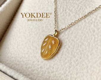 A-Grade Yellow Jadeite Bespoke Leaf Pendant No.171571