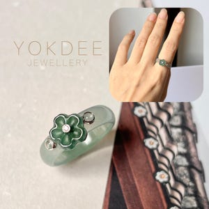 16.1mm A-Grade Natural Jadeite Joseon Dynasty Plum Blossom Ring (Maehwa) No.162420, gift for her, modern jade jewelry, flower jade ring band