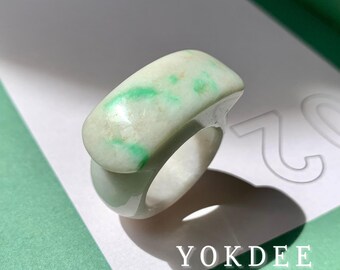 20.1mm A-Grade Natural White Jadeite Saddle Top Ring Band No. 161227, gift for him, chunky jade ring, statement ring, jade ring, archer ring
