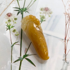 A-Grade Natural Yellow Jadeite Rat Pendant No.170085, yellow jade, jade with carvings, gift for him, jade pendant, fengshui jade, jade gift