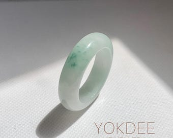 Anillo de jadeíta floral natural de grado A de 17 mm n.° 162520, anillo de hololita, regalo para él, anillo de jade, estilo oriental, joyería minimalista