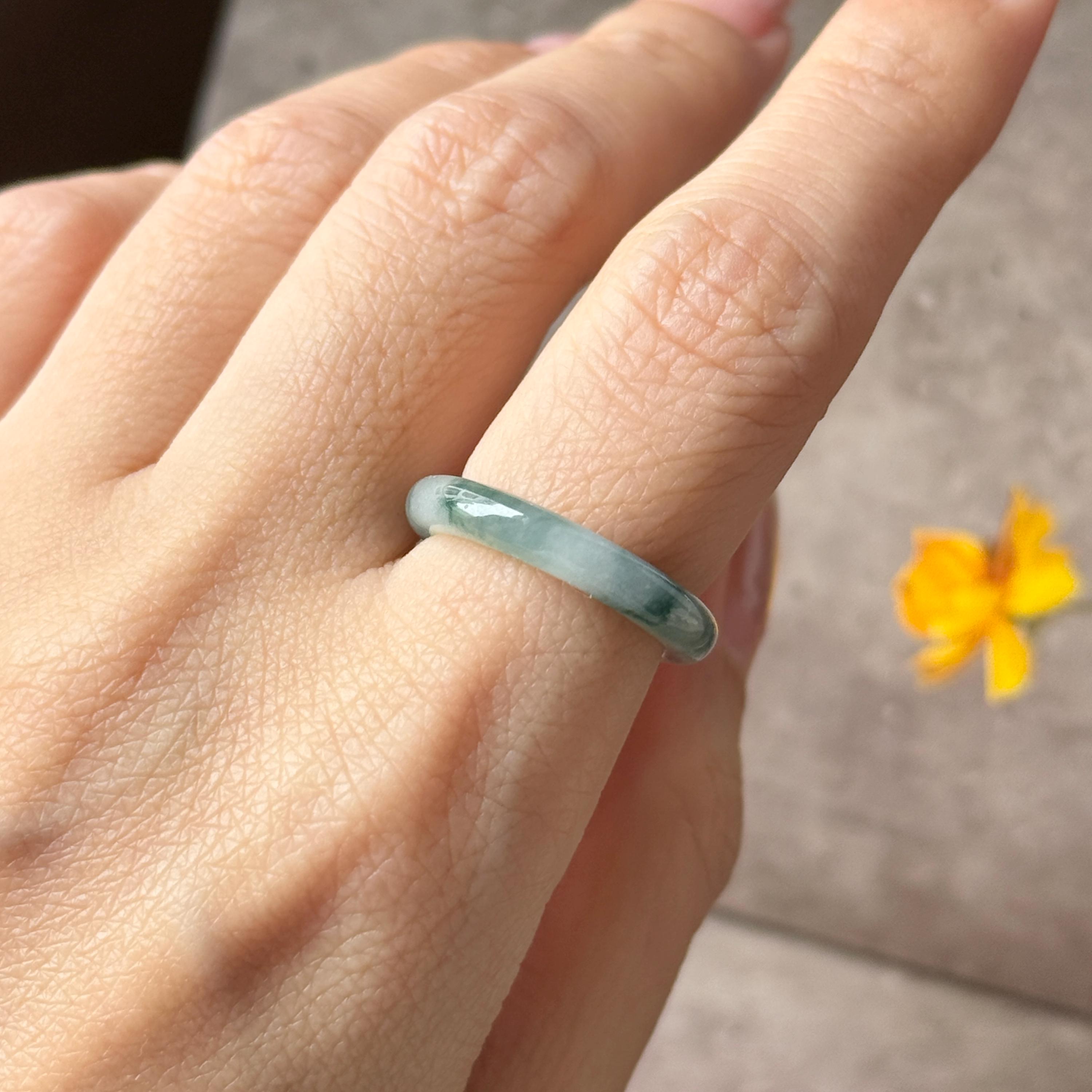 16.6mm Aグレード 天然花柄翡翠そろばんリングバンド No.162537 - Etsy