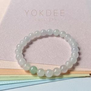Pulseira de jadeíta lavanda natural de grau A de 6,5 mm, nº 190472, jade gelado, jadeíta gelada, joia minimalista, presente para ela, conta de jade