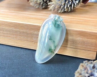 A-Grade Jadeite Melon Pendant No.170892, Natural untreated Burmese jadeite, Customized Jewelry, jade with carving, jade gift, jade, jadeite