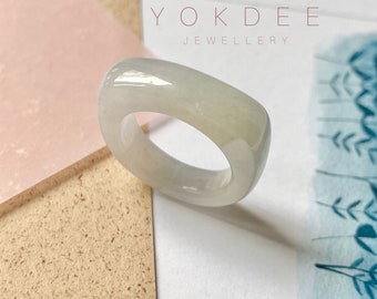 17mm A-Grade Natural Lilac Jadeite Saddle Loaf Ring Band No.162303 unique jade ring, statement jade ring