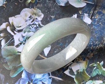 翡翠バングル 55.8 mm (2.20インチ)、ラウンドシェイプ、アイシー