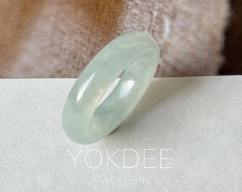 15.1mm Icy A-Grade Natural Light Green Jadeite Ring Band No. 162642
