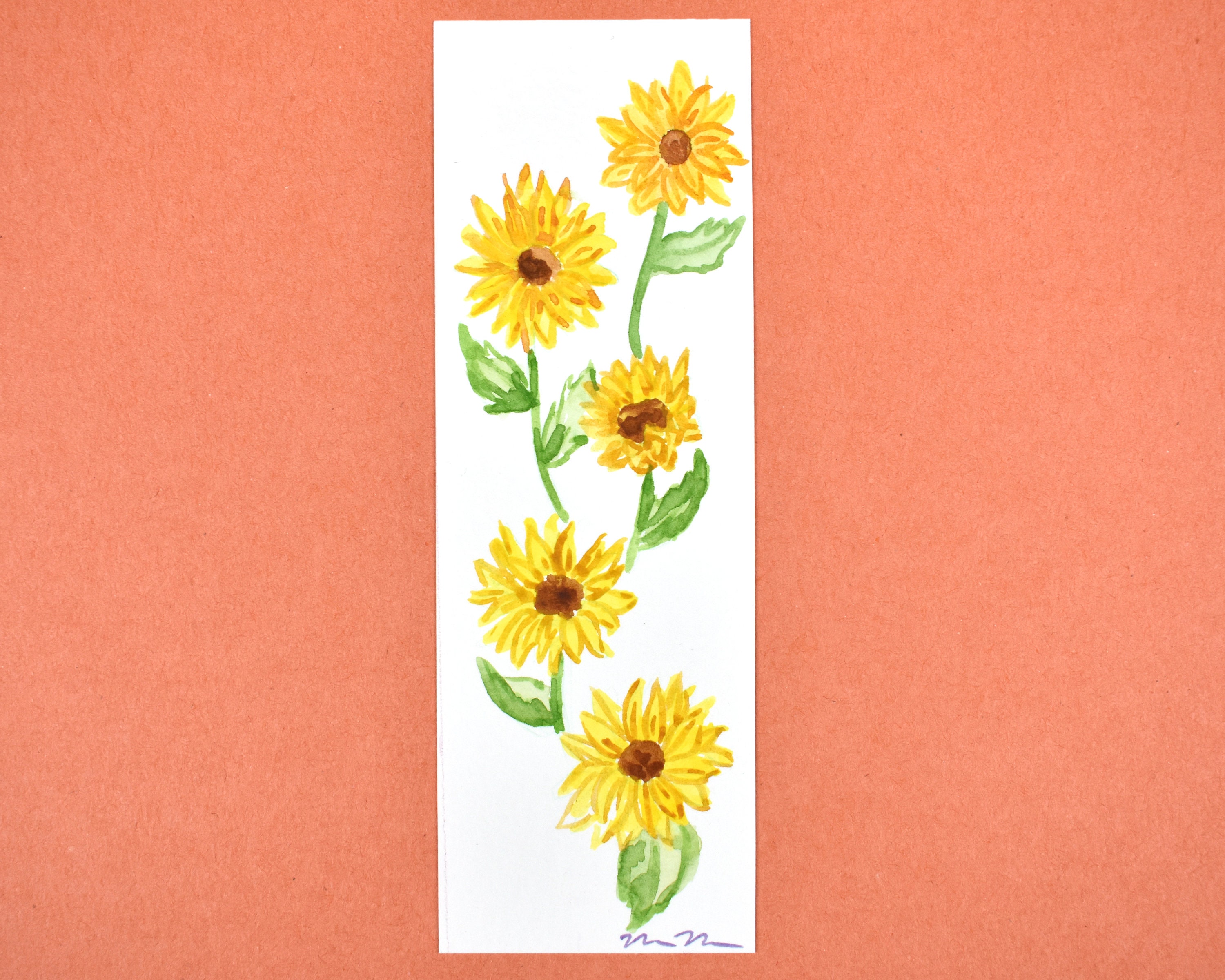 Bookmark Sunflower Watercolor Painted Bookmark l Etsy