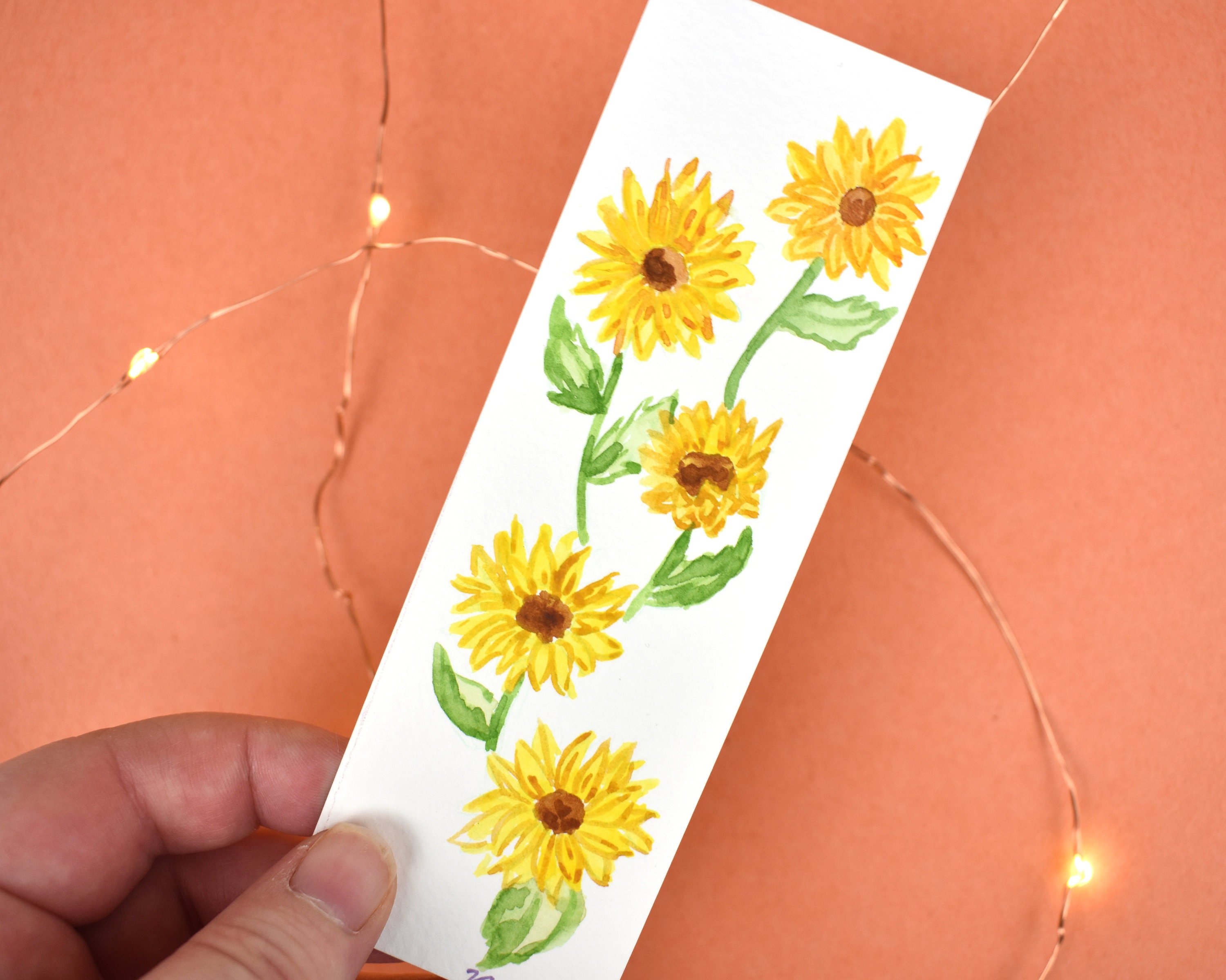 Bookmark Sunflower Watercolor Painted Bookmark l Etsy