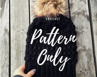 Bella Beanie, Crochet Hat Pattern, Crochet Pattern, Crochet Toque, Crochet Hat, Ladies Hat, Faux Fur Pom Toque, Crochet Hat, Crochet pattern