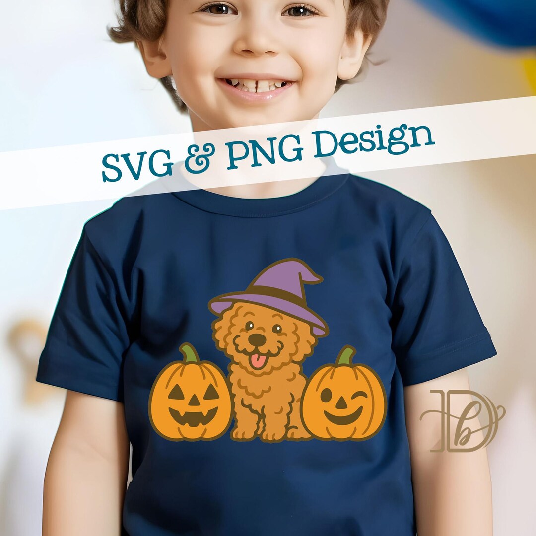 Pumpkin Labradoodle SVG + PNG, Halloween Dog Design (digital Download ...