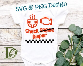 Check Engine Diaper SVG + PNG, Funny Poopy Diaper Light Design (Digital Download)