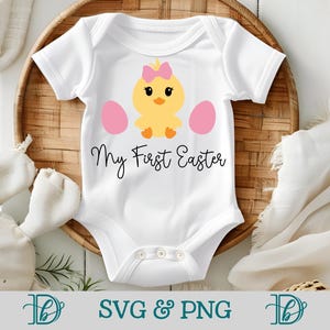 Mein erstes Ostern, SVG, PNG, Osterhasen-Outfit, Baby-Mädchen-Outfit, PNG, Kinder-Ostern-T-Shirts, Babys erste Ostern-Svg-Designs, coole Küken SVG