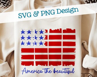Amerikanische Flagge Amerika The Beautiful SVG + PNG, Sommer 4. Juli T-Shirts, Preppy Girl Fourth of Jul Shirt, Girly Inbezug auf den Unabhängigkeitstag T-Shirt
