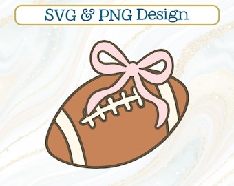Football Bow Doodles SVG + PNG, Girls Coquette Sports, Cute Hand Drawn Doodle Design, Womens Pink Game Day PNG, Touchdown Season
