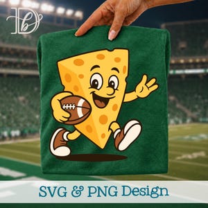 Football Cartoon Cheese Mascot SVG + PNG, Kids Cheesehead Team Clipart, Funny Game Day Design (Digital Download)