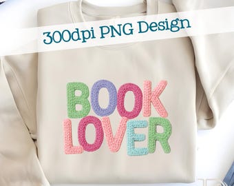 Book Lover Knit PNG, 3D Chunky Knitted Bookish Design (Digital Download)