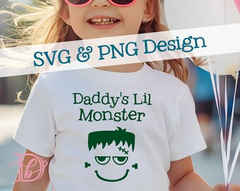 Daddy's Lil Monster SVG + PNG, Gold, HTV Design, Fall Baby Gift, Halloween Child's Shirt, Funny Toddler Outfit, Wild Toddler, Daddy's Girl