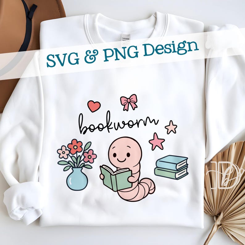 Bookworm Clipart Doodles SVG + PNG, Book Lover Cartoon Worm Design ...