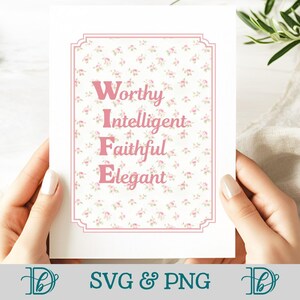 Wife Rose Card for Bridal Shower, Wife Valentine&#39;s Day Card, Vintage Pink Roses 5x7 Card, Things I Love About You, Elegant Rose Pattern PNG
