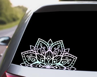 Basic - Rainbow Holographic Mandala Decal, DIY Craft, Vinyl Sticker for Car Window, Mirror, Laptop, Water Bottle, Bumper Sticker, Phone Case
