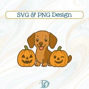 Pumpkin Dachshund SVG & PNG, Halloween Weenie Dog Shirt Svg, Trendy Halloween Dog Lover Gift, Kids Spooky Season Artwork, Fall Vibes Png