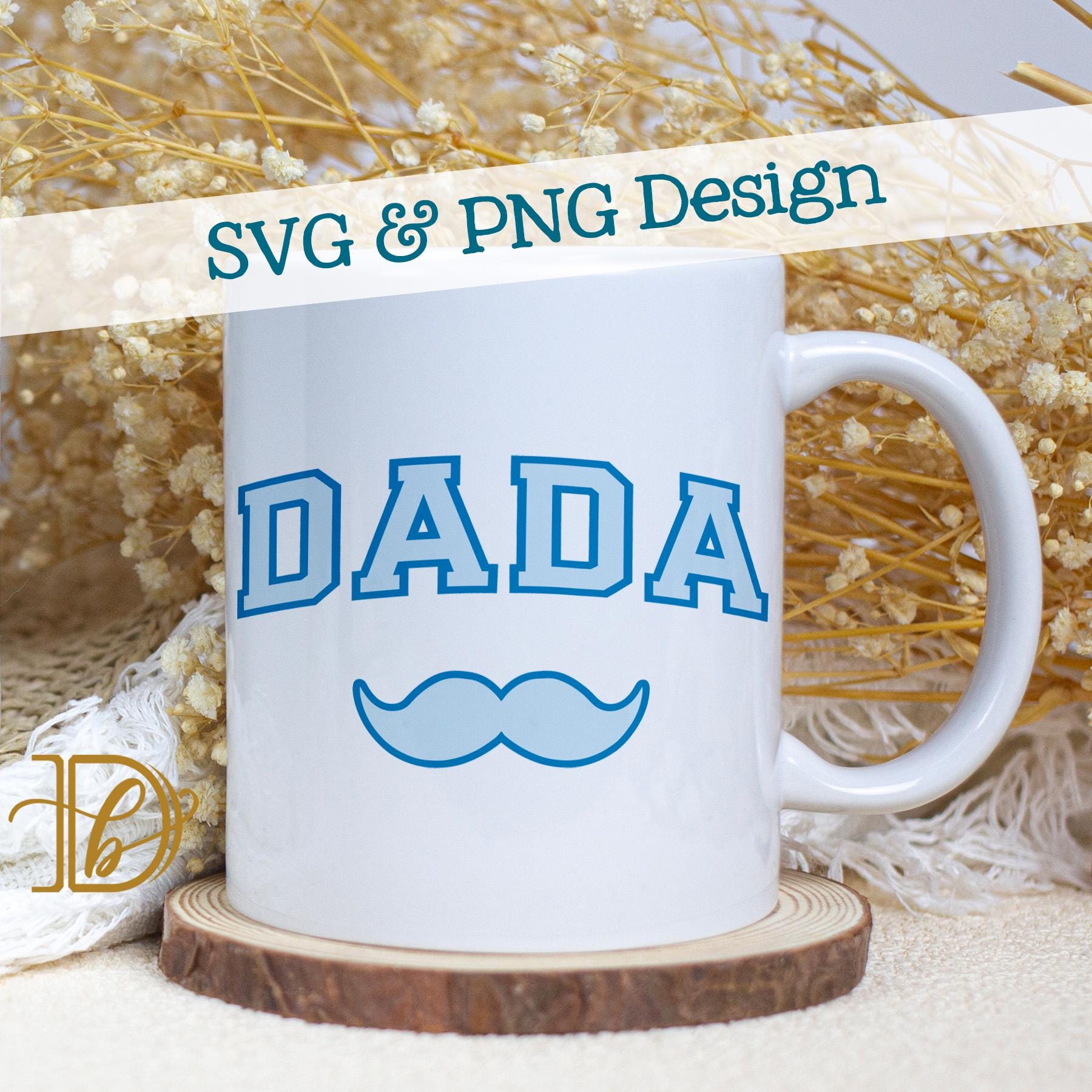 Dada Mustache SVG + PNG, Coquette Bow Svg, Handmade New Dad Gift, Dad ...