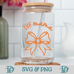 Lazo de mamá FIV, SVG Png, Camisa de mamá FIV con lazo coqueto, Suéter de mamá primeriza, Regalo del día de la madre, Camiseta de mamá primeriza, Svg de concientización sobre la infertilidad, Svg de mamá FIV