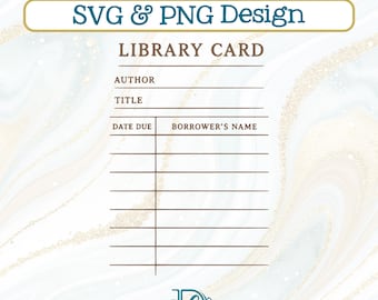 Lege bibliotheekkaart SVG + PNG, Book Lover Typewriter lettertypeontwerp (digitale download)