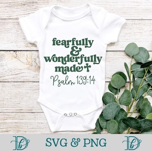 Fearfully & Wonderfully Made, SVG PNG, Psalm 139:14, Christian Baby Shirts, New Baby Gift, Religious Baby, Rainbow Baby Svg, Bible Verse