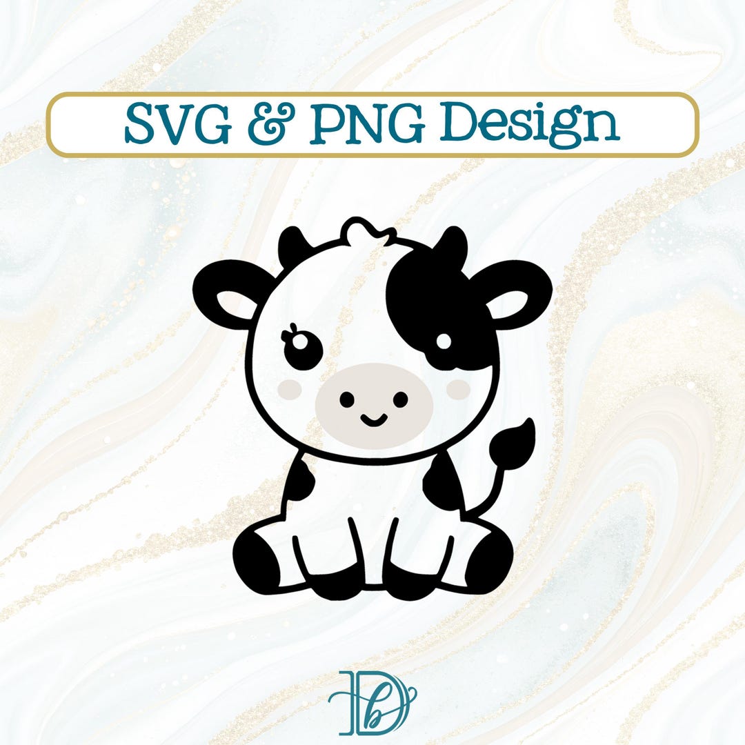 Baby Cow SVG + PNG, Baby Milk Cow Svg, Farm Animal SVG, Cute Milk Cow ...
