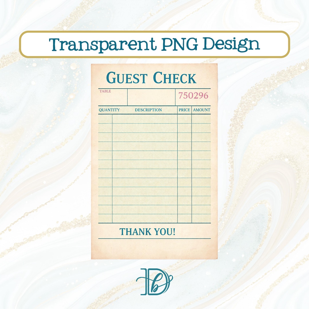 Blank Guest Check PNG, Vintage DIY Quote Printable Design (digital ...
