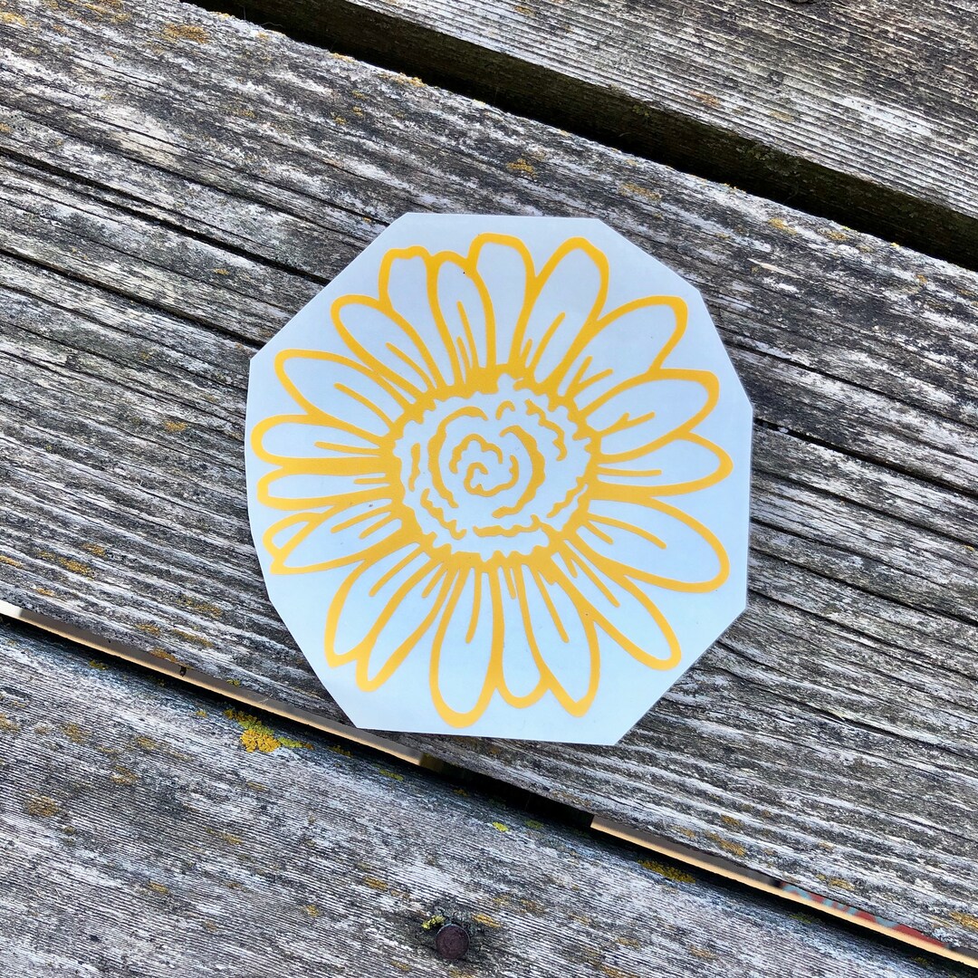 Classic Daisy - Glossy Yellow Flower Decal for Car Window, Laptop ...