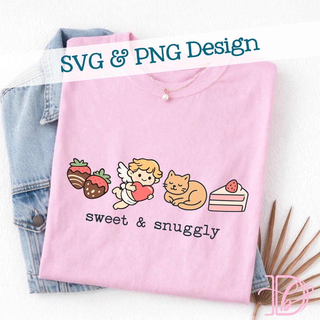 Sweet & Snuggly SVG + PNG, Valentine's Day Kids Design (digital ...