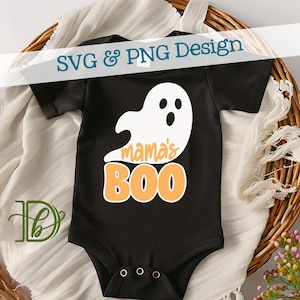 Mama's Boo SVG + PNG, Ghost Baby Toddler Halloween Children's Shirt Design (Digital Download)