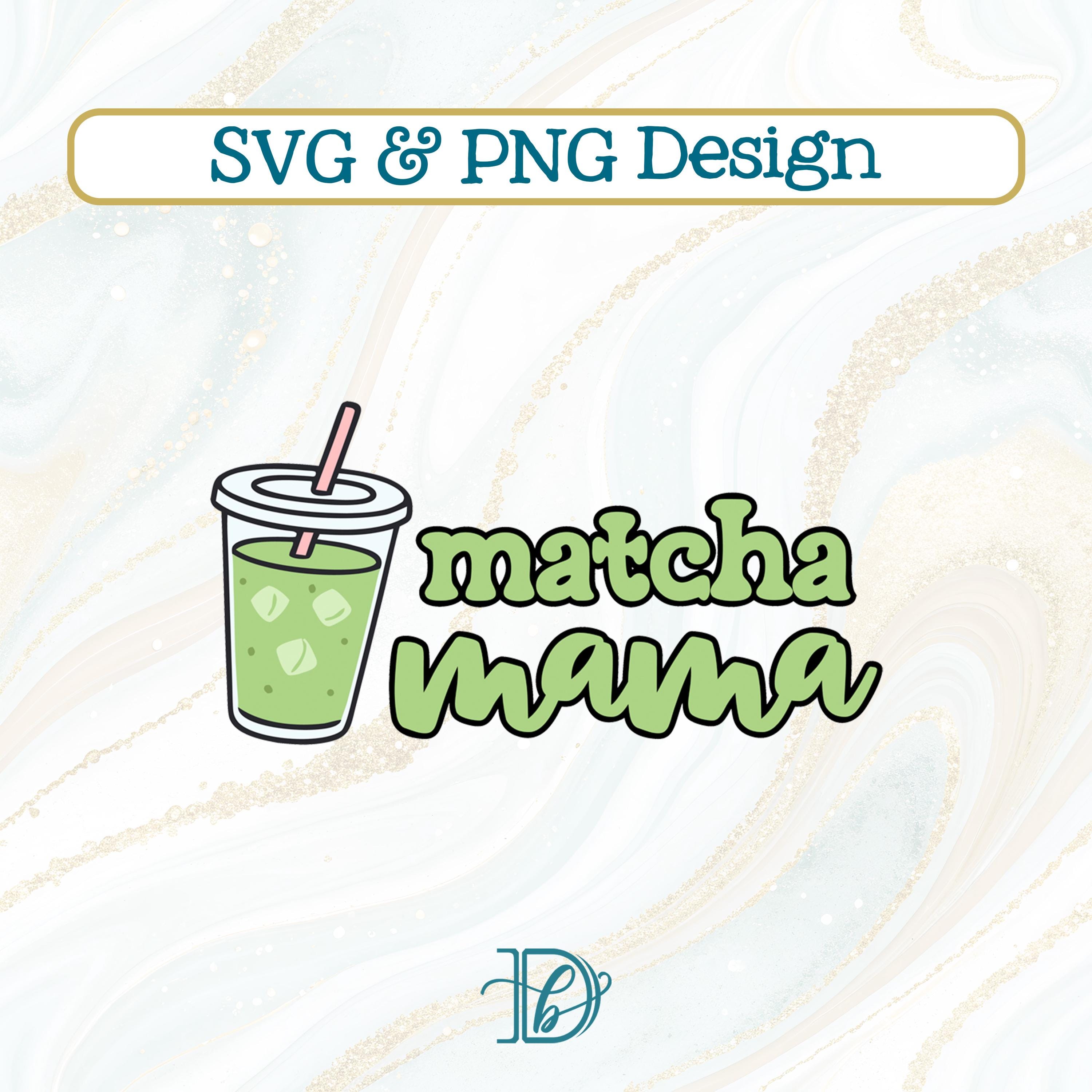 マッ茶さん専用ページ Matcha Mama SVG + PNG, Iced Matcha Latte Drawing Sticker Design