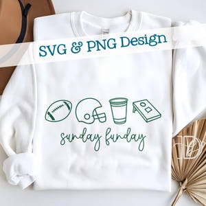 Doodles de fútbol de domingo divertido SVG + PNG, diseño deportivo femenino, PNG del día del juego femenino, temporada de touchdowns (diseño digital)