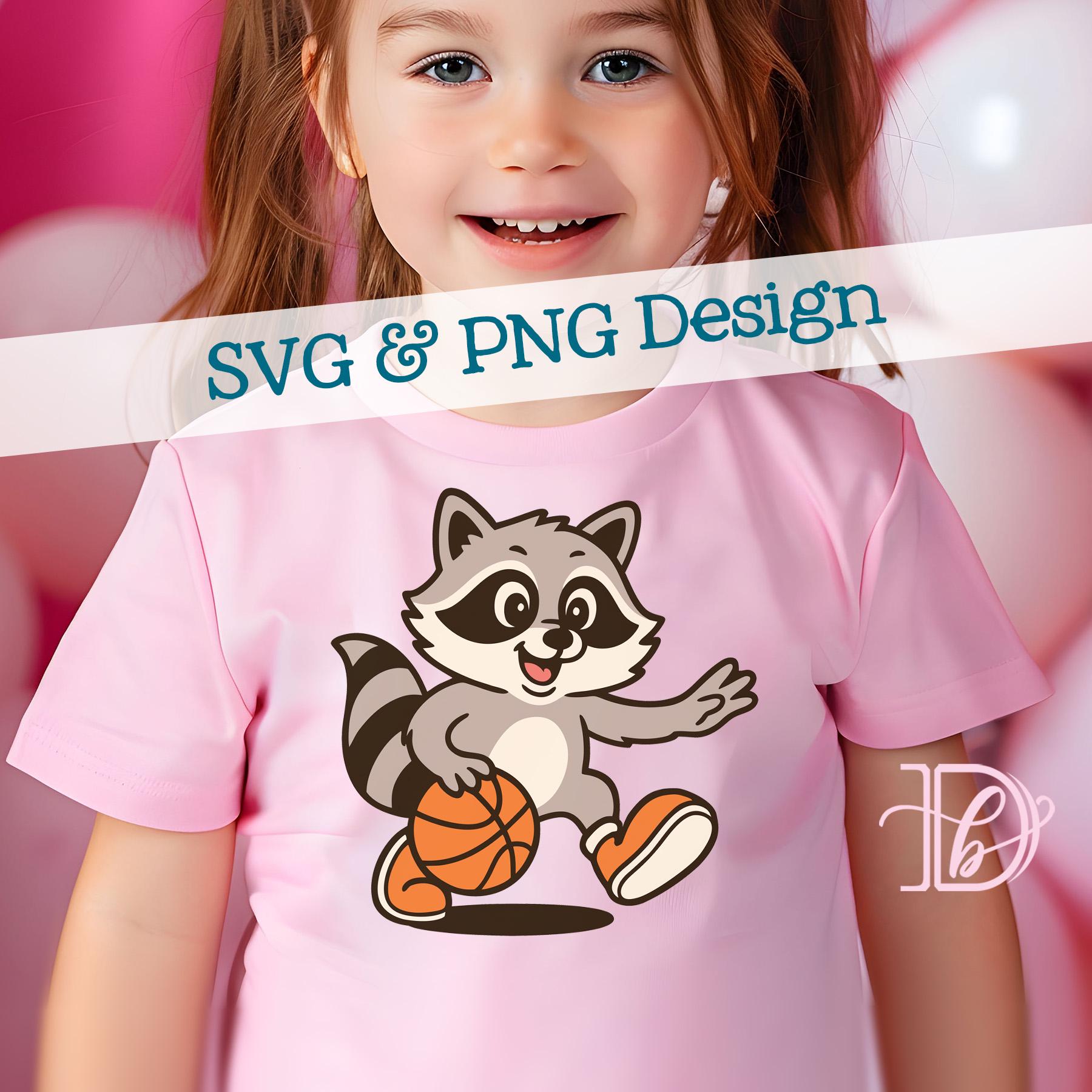 Basketball Cartoon Raccoon Mascot SVG + PNG, Raccoons Basketball