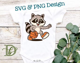 Basketball Cartoon Raccoon Mascot SVG + PNG, Raccoons Basketball